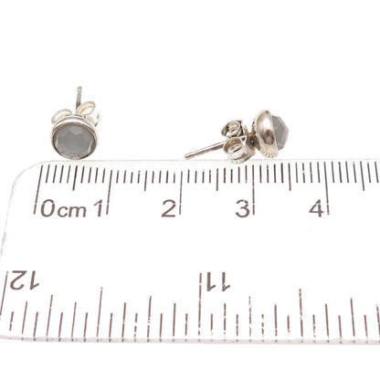Pandora Sterling Silver Real Gray Moonstone June Birthday Blooms Stud Earrings