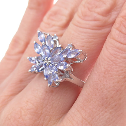 Chuck Clemency 925 Sterling Silver Real Tanzanite Butterfly Ring Size 8.25