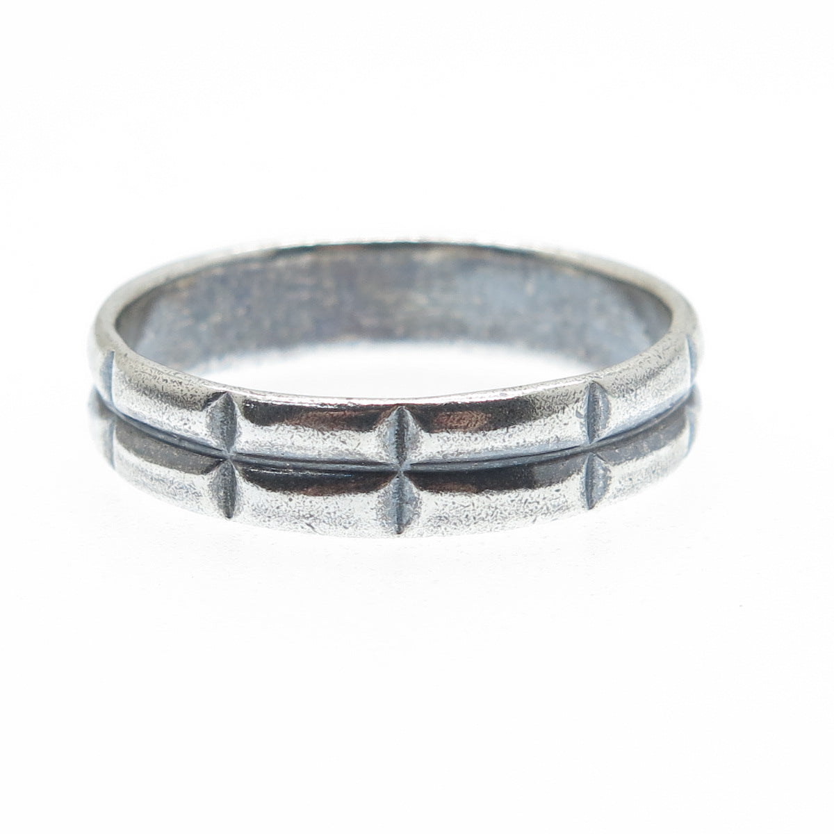 925 Sterling Silver Vintage 2-Row Bar Oxidized Band Ring Size 10.75