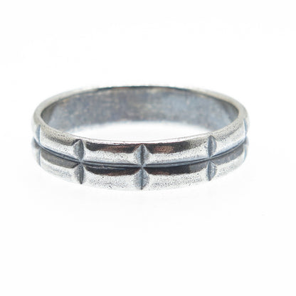 925 Sterling Silver Vintage 2-Row Bar Oxidized Band Ring Size 10.75