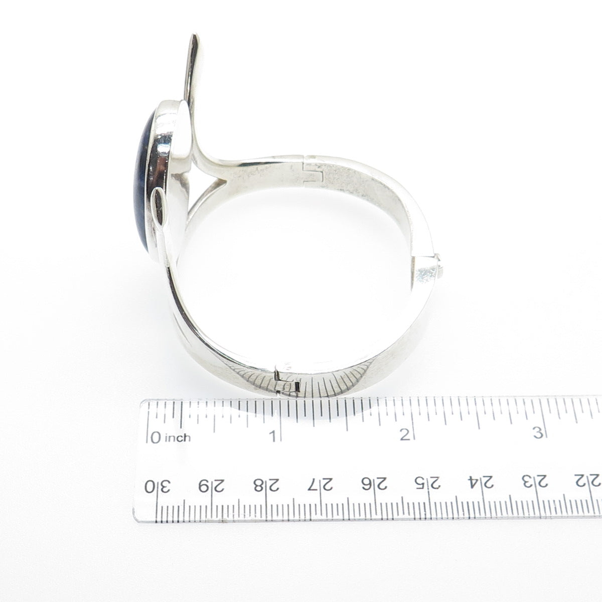 925 Sterling Silver Vintage Real Sodalite Modernist Heavy 77.9g Bracelet 6.75"