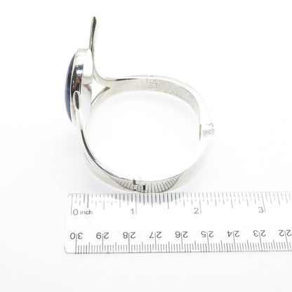 925 Sterling Silver Vintage Real Sodalite Modernist Heavy 77.9g Bracelet 6.75"