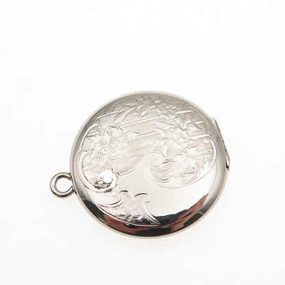 Danecraft 925 Sterling Silver Antique Art Deco Engraved Floral Locket Pendant