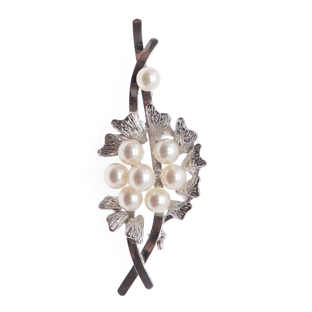 925 Sterling Silver Antique Art Deco Real Pearl Floral Pin Brooch (missing pin)