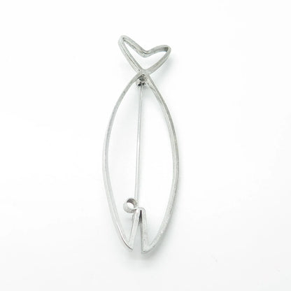 925 Sterling Silver Vintage diVera Ichthys Fish Religious Pin Brooch