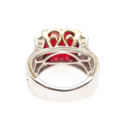 MICHAEL VALITUTTI Gems En Vogue 925 Sterling 2-Tone Garnet & Ruby Ring Size 7.25