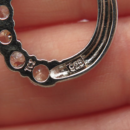 925 Sterling Silver C Z Open Teardrop Slide Pendant