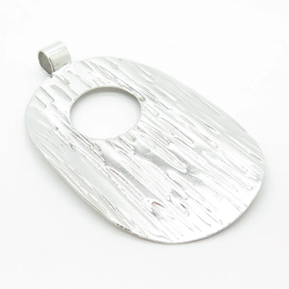 925 Sterling Silver Vintage Textured Cutout Oval Pendant