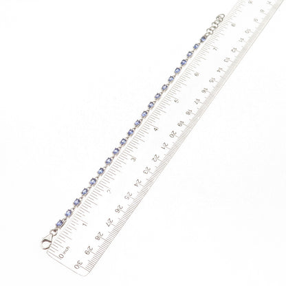 925 Sterling Silver Real Oval-Cut Tanzanite Bracelet 7-8"