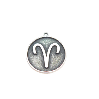 TOKEMOTI 925 Sterling Silver Aries Zodiac Sign Oxidized Minimalist Charm Pendant