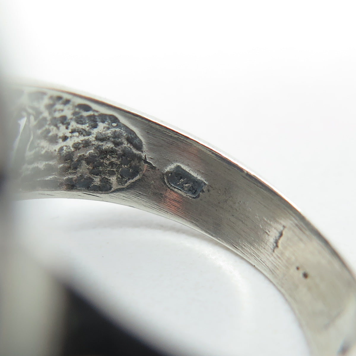 925 Sterling Silver Vintage Real Sodalite Gemstone Greek Maze Ring Size 7.5