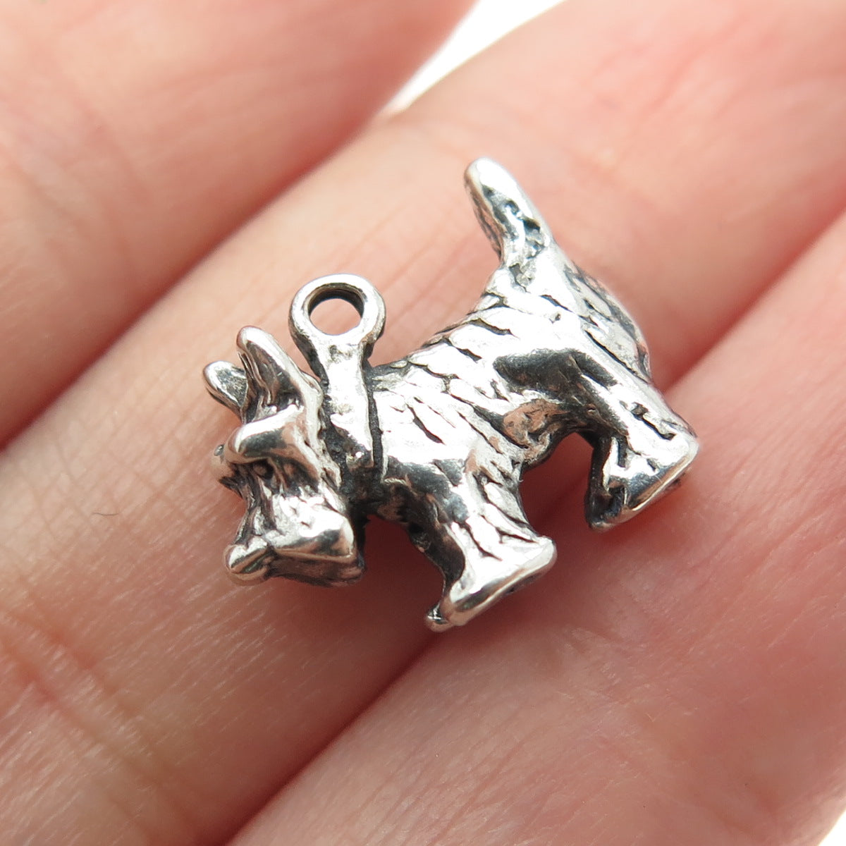 925 Sterling Silver Vintage Scottish Terrier Dog Minimalist Charm Pendant