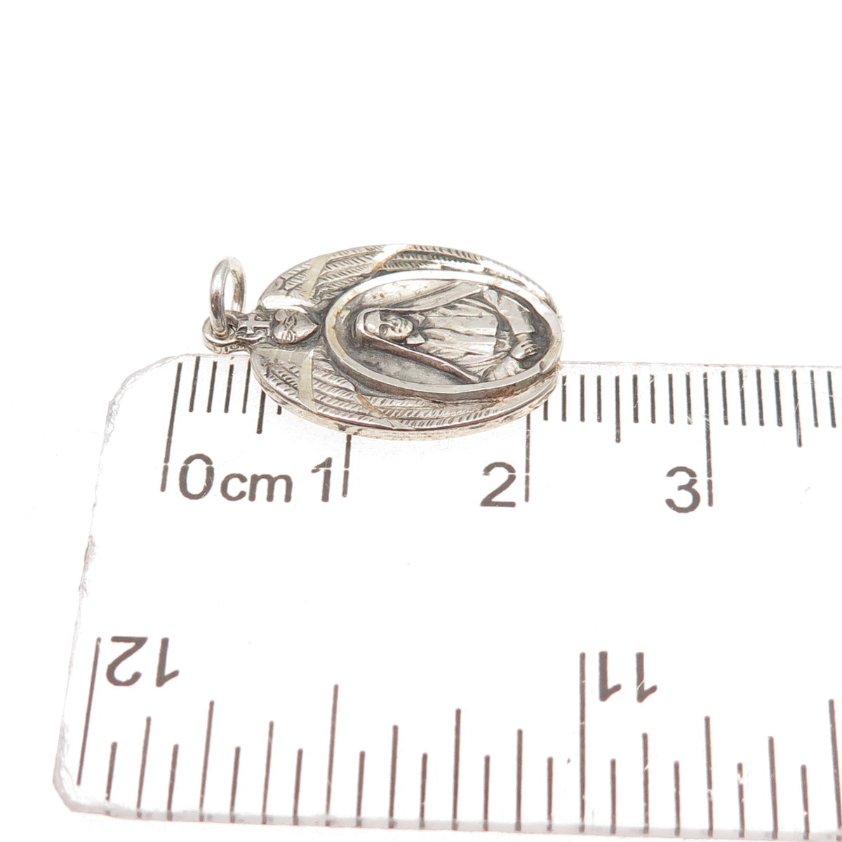 HMH Religious 925 Sterling Antique Art Deco St. Frances Cabrini Charm Pendant