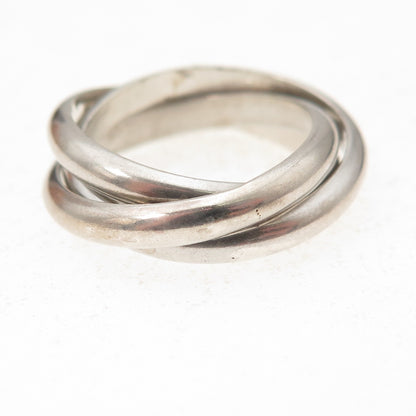 925 Sterling Silver Vintage Interlocked Trinity Band Ring Size 5.5
