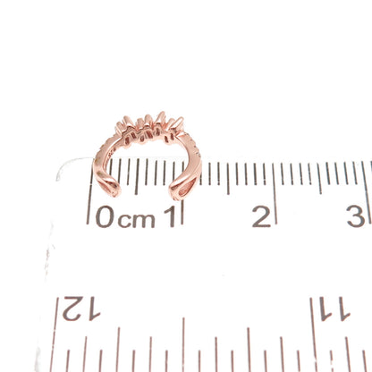 925 Sterling Silver Rose Gold Plated Round & Emerald-Cut C Z SINGLE Cuff Earring