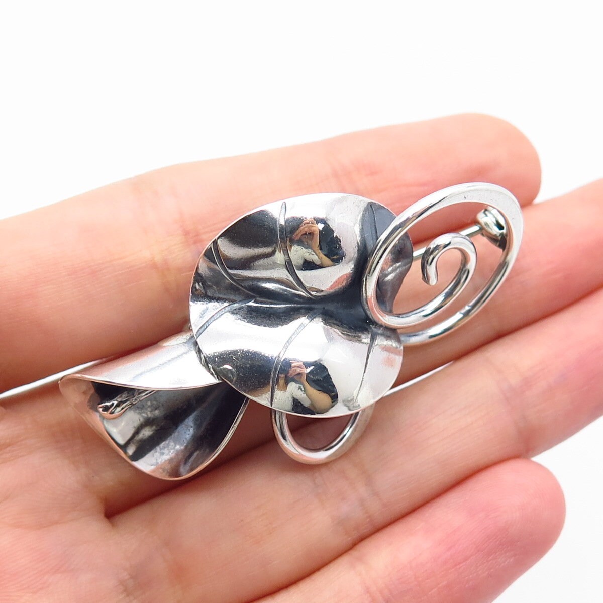 925 Sterling Silver Vintage Calla Lily Floral Pin Brooch