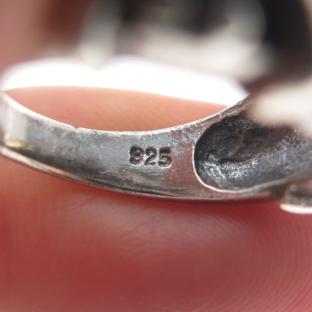 SIDNEY EVAN 925 Sterling Silver Vintage Modernist Oxidized Ring Size 5.75