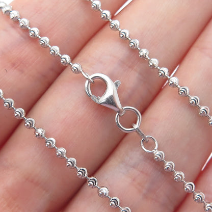 CHRYSOS 925 Sterling Silver Italy Diamond-Cut Ball Beaded Chain Necklace 28"