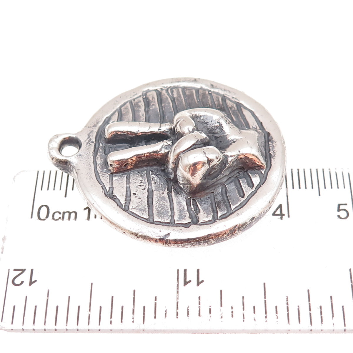 925 Sterling Silver Vintage Peace Hand Sign Heavy 30.1g Oxidized Pendant