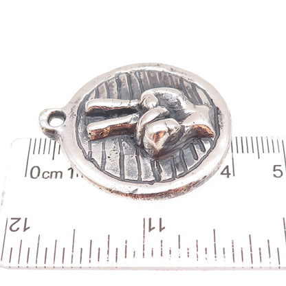 925 Sterling Silver Vintage Peace Hand Sign Heavy 30.1g Oxidized Pendant