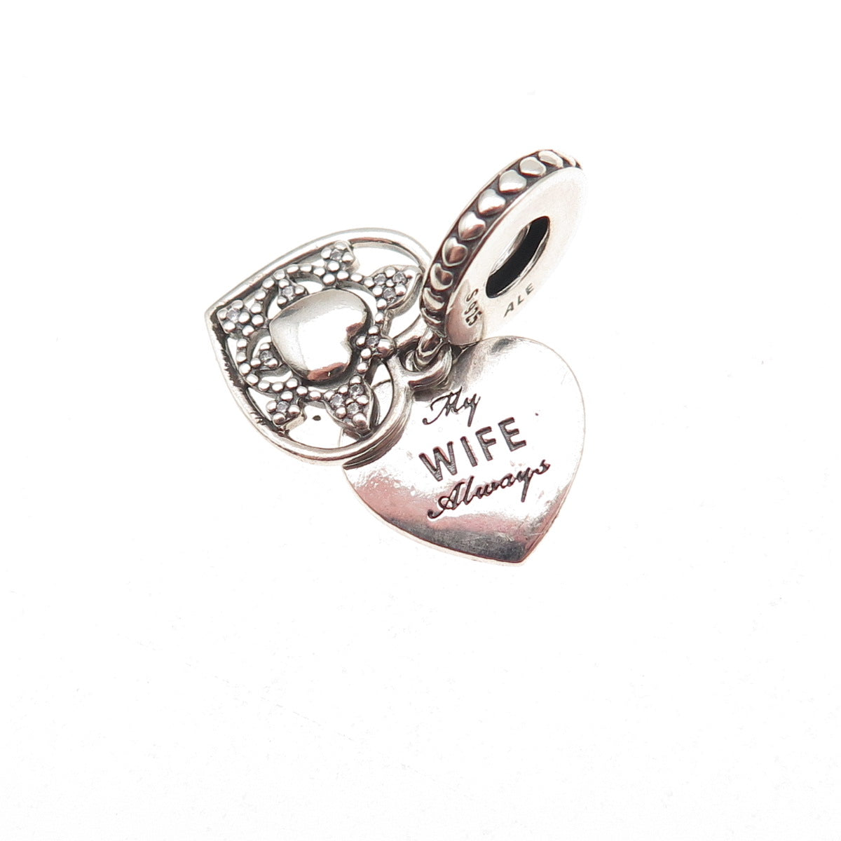 Pandora 925 Sterling Silver My Wife Always Heart Dangle Charm