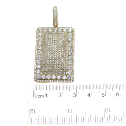 DESIGNS BY YAGI 925 Sterling Gold Plated Round-Cut Shaped C Z Sparkle Pendant
