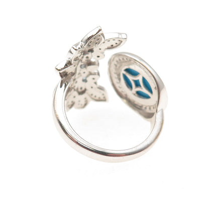 Chuck Clemency 925 Sterling Turquoise Blue White Topaz Adjustable Ring Size 7.75