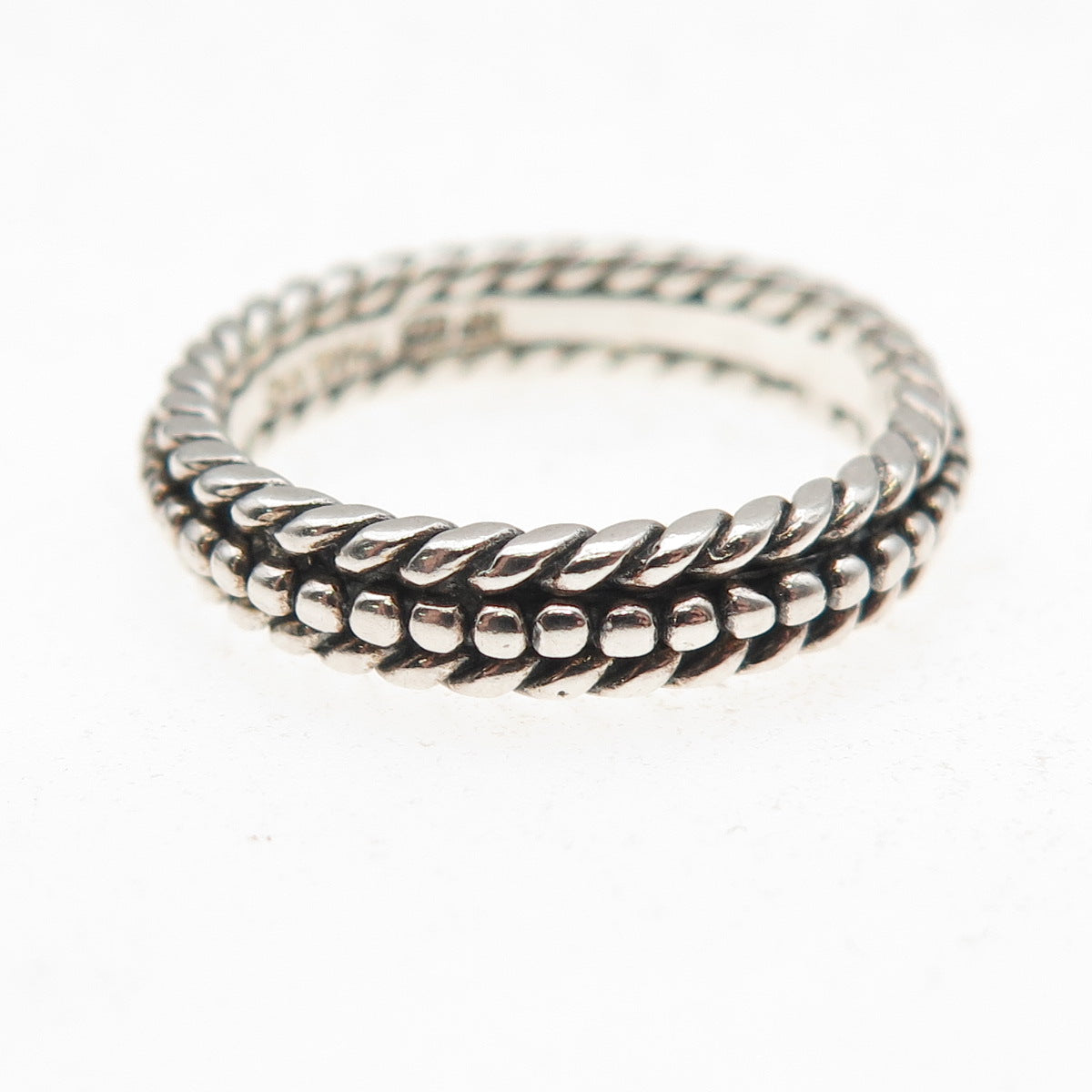 Chapal Zenray 925 Sterling Silver Vintage Dotted Oxidized Band Ring Size 7