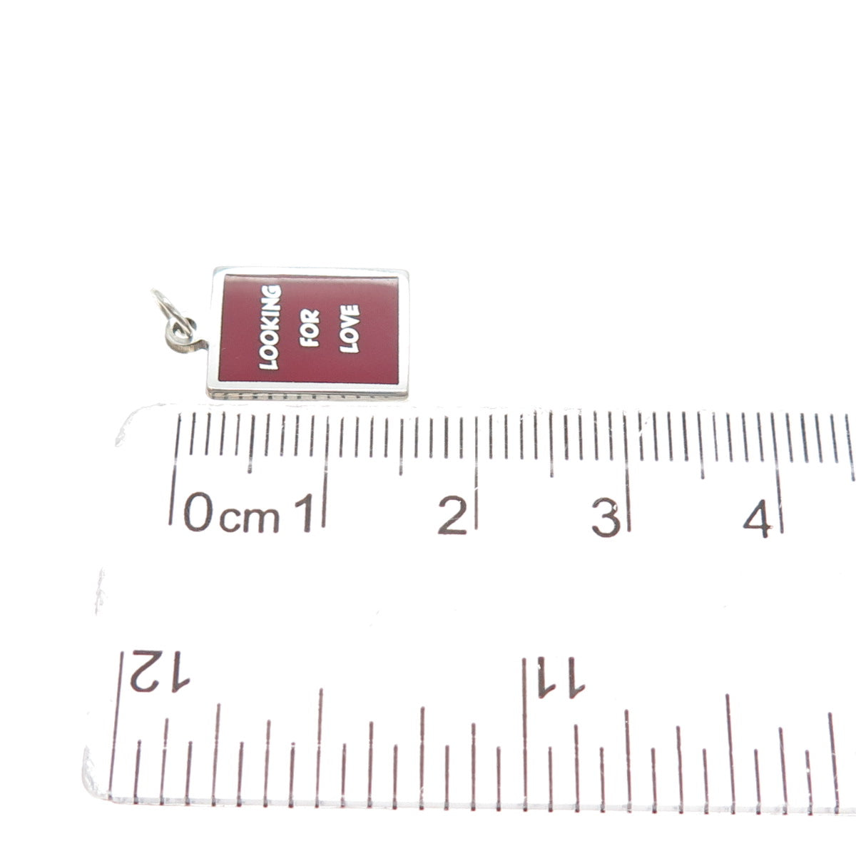 925 Sterling Silver Red Enamel Looking For Love Minimalist Charm Pendant