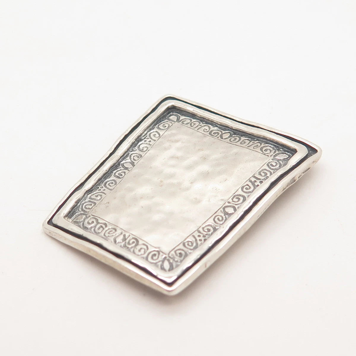 925 Sterling Silver Vintage Hammered Finish Slide Pendant