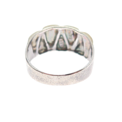 925 Sterling Silver Vintage Italy Modernist Zig Zag Oxidized Ring Size 8