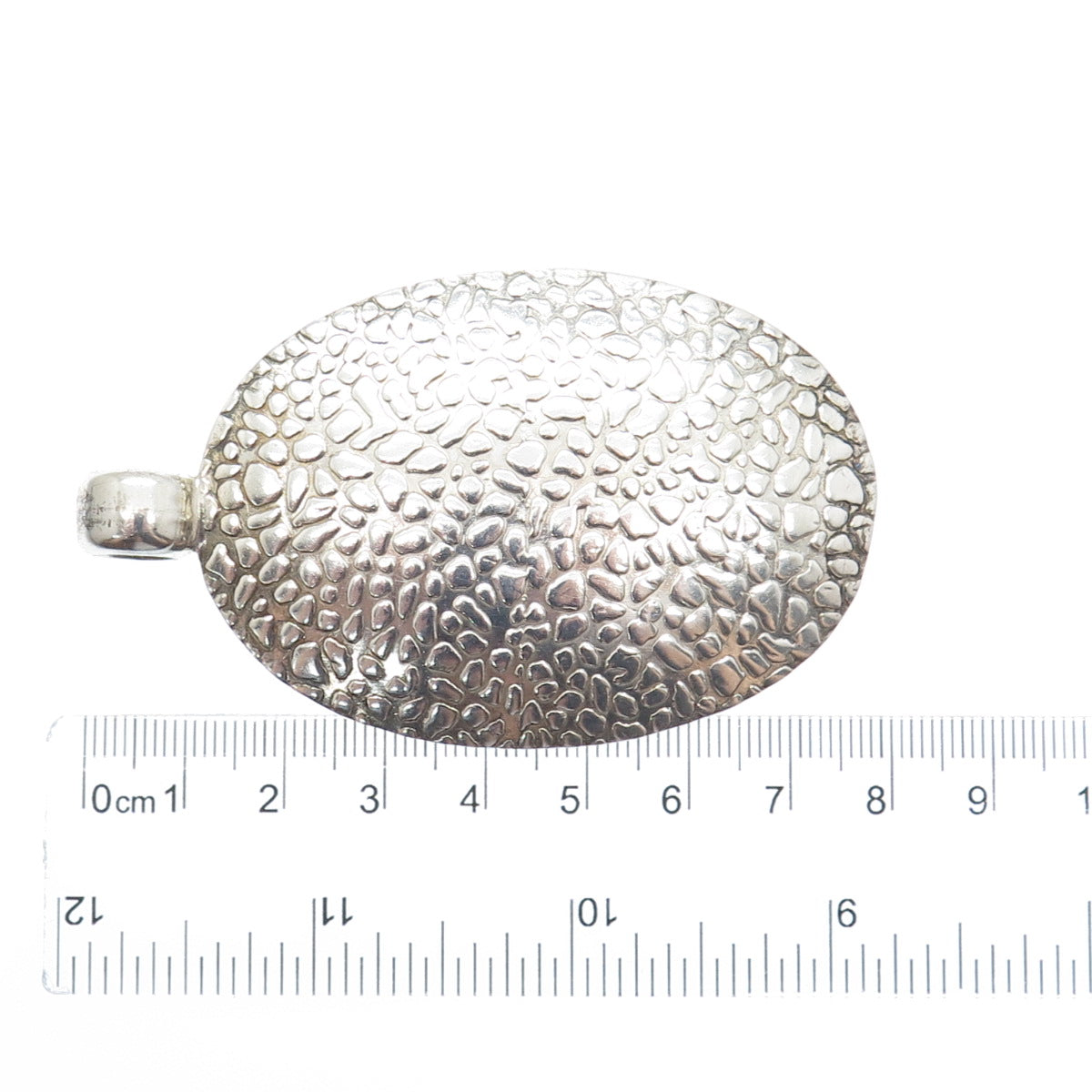 925 Sterling Silver Vintage Modernist Nugget Oval Pendant