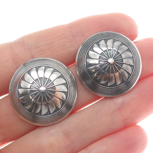 TSM THE SILVER MESA Old Pawn 925 Sterling Silver Vintage Turtle Tribal Earrings