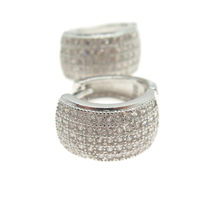 925 Sterling Silver Round-Cut C Z Sparkle Hoop Earrings