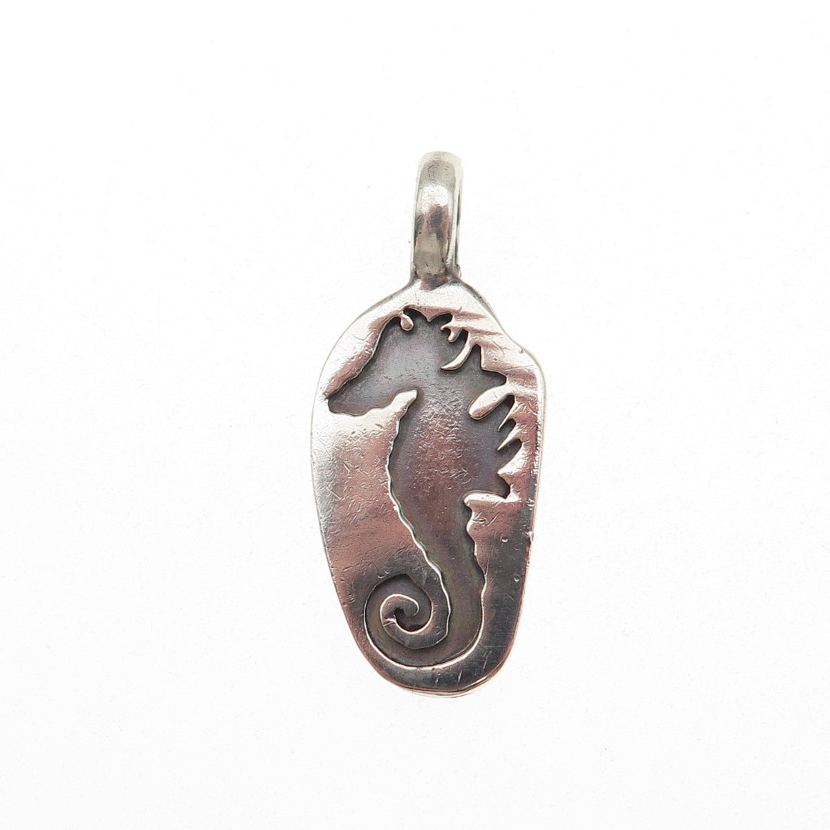 925 Sterling Silver Vintage Real Seahorse Oxidized Charm Pendant