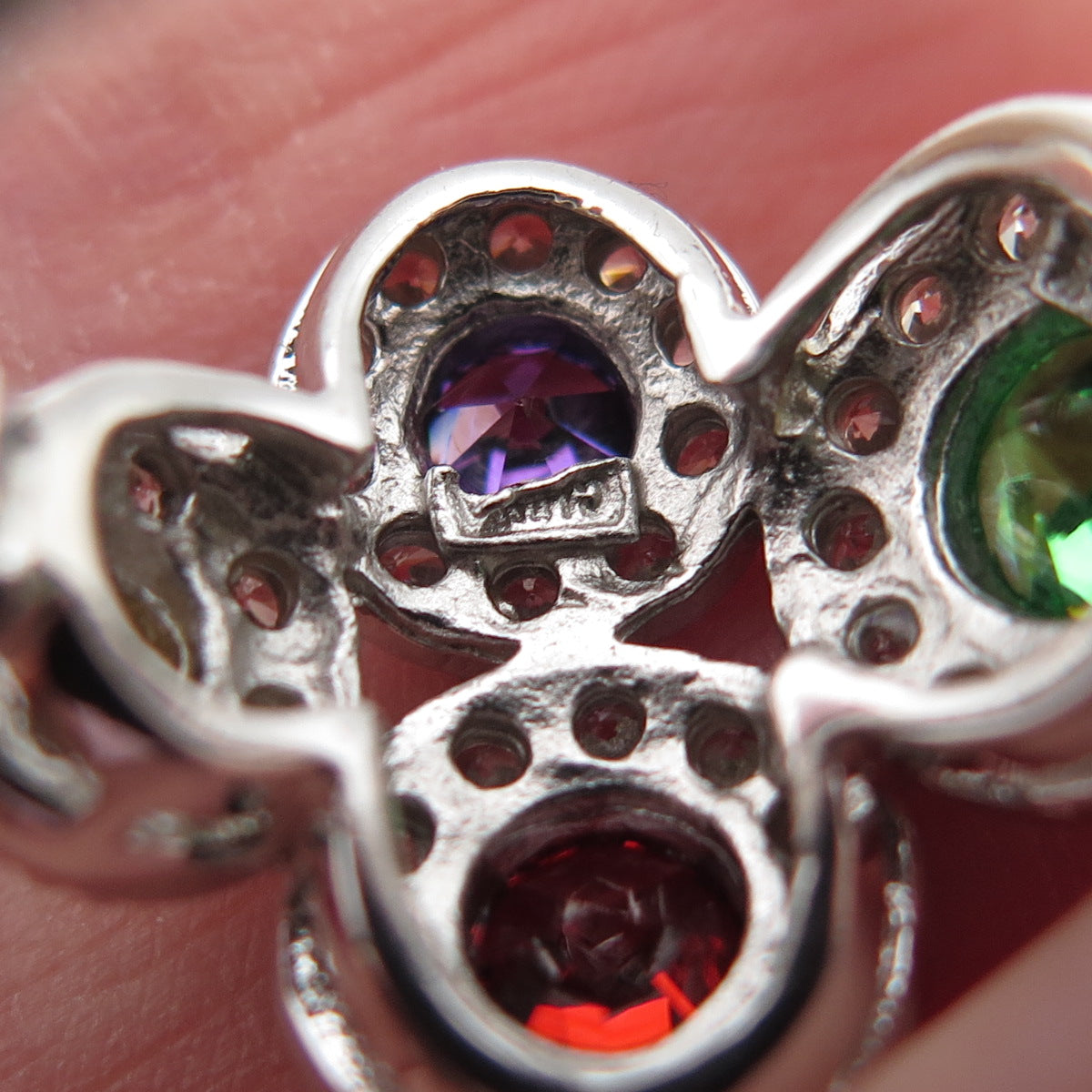 Joseph Esposito 925 Sterling Silver Round-Cut Multi-Color C Z Ring Size 5