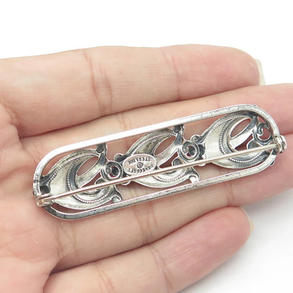 DANECRAFT 925 Sterling Silver Antique Art Deco Jug Row Swirl Pin Brooch