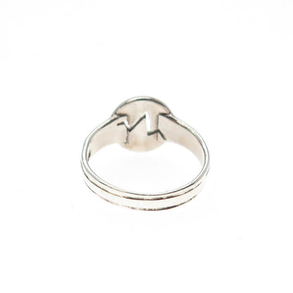 925 Sterling Silver Vintage Modernist Heartbeat Ring Size 6.25