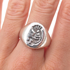 925 Sterling Silver Vintage Southwestern Kokopelli Oxidized Ring Size 10.25