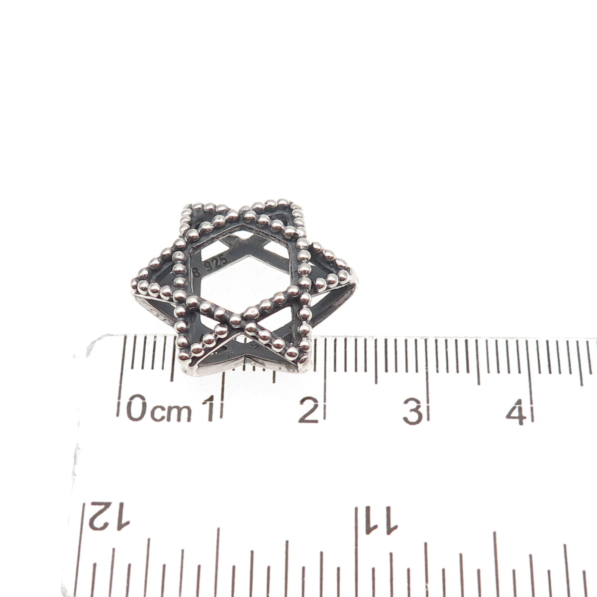 925 Sterling Silver Vintage Star of David Oxidized Slide Charm Pendant