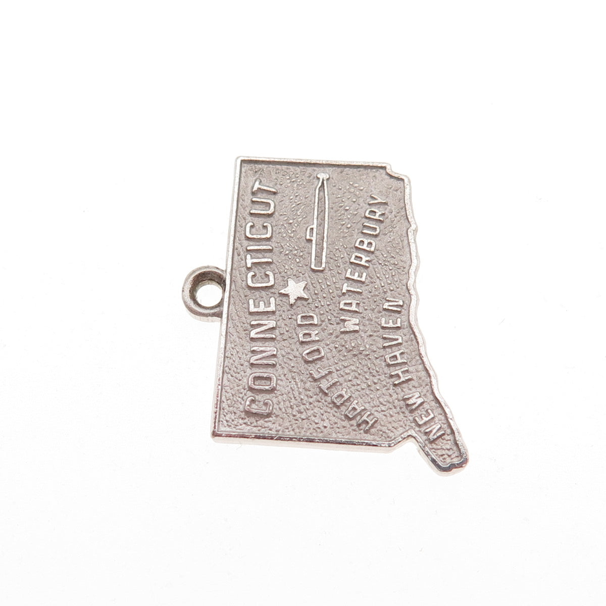 Kinney 925 Sterling Silver Vintage Connecticut State Map Mini Charm Pendant