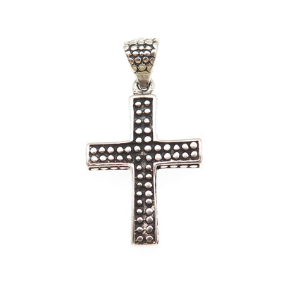 925 Sterling Silver Vintage Dotted Cross Oxidized Charm Pendant
