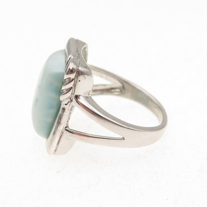925 Sterling Silver Vintage Real Larimar Ring Size 7.25
