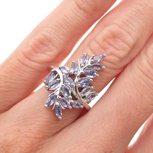 Chuck Clemency 925 Sterling Silver Real Marquise-Cut Tanzanite Ring Size 5.25