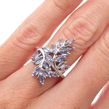 Chuck Clemency 925 Sterling Silver Real Marquise-Cut Tanzanite Ring Size 5.25