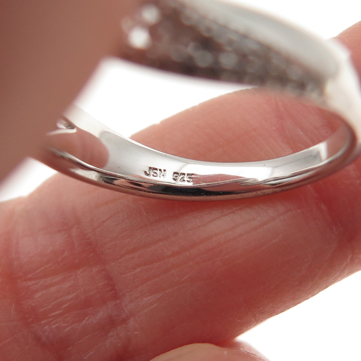 925 Sterling Silver Round-Cut C Z Engagement Bypass Ring Size 6.75