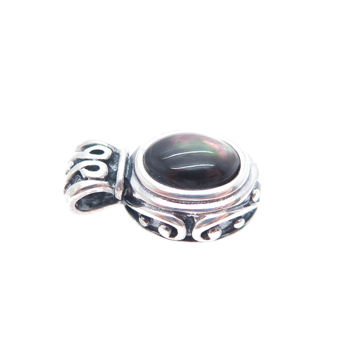 ROSS SIMONS Sterling Silver Vintage Real Abalone Shell Minimalist Charm Pendant
