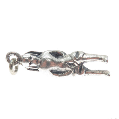 925 Sterling Silver Vintage Gold Miner 3D Charm Pendant