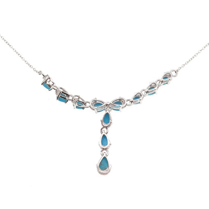 925 Sterling Silver Real Sleeping Beauty Turquoise Cable Chain Necklace 18-20"