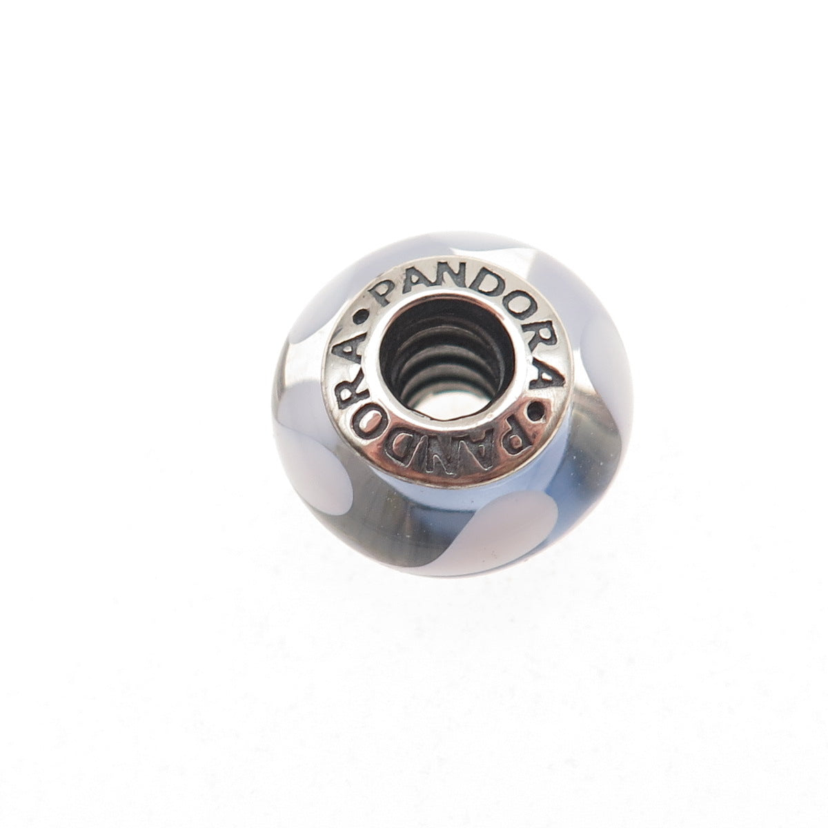 Pandora 925 Sterling Silver Murano Glass Slide Bead Charm